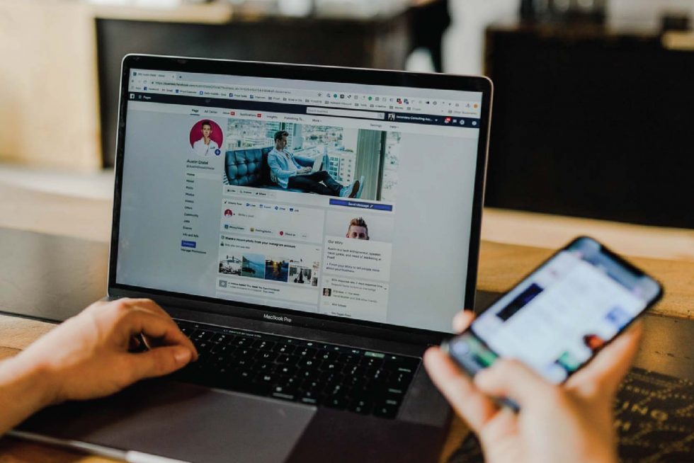 facebook page showing on laptop