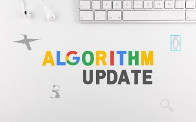 Keyboard and ear piece in the background with text ' Algorithm update'