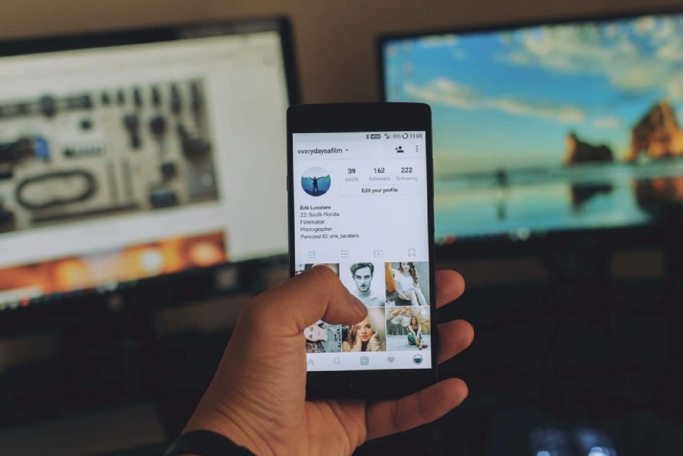 instgram post showing on handphone