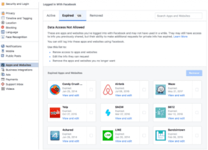 facebook list of apps