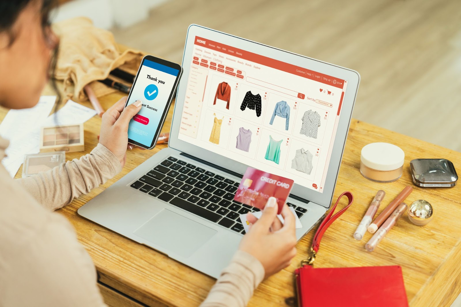 Woman shopping online